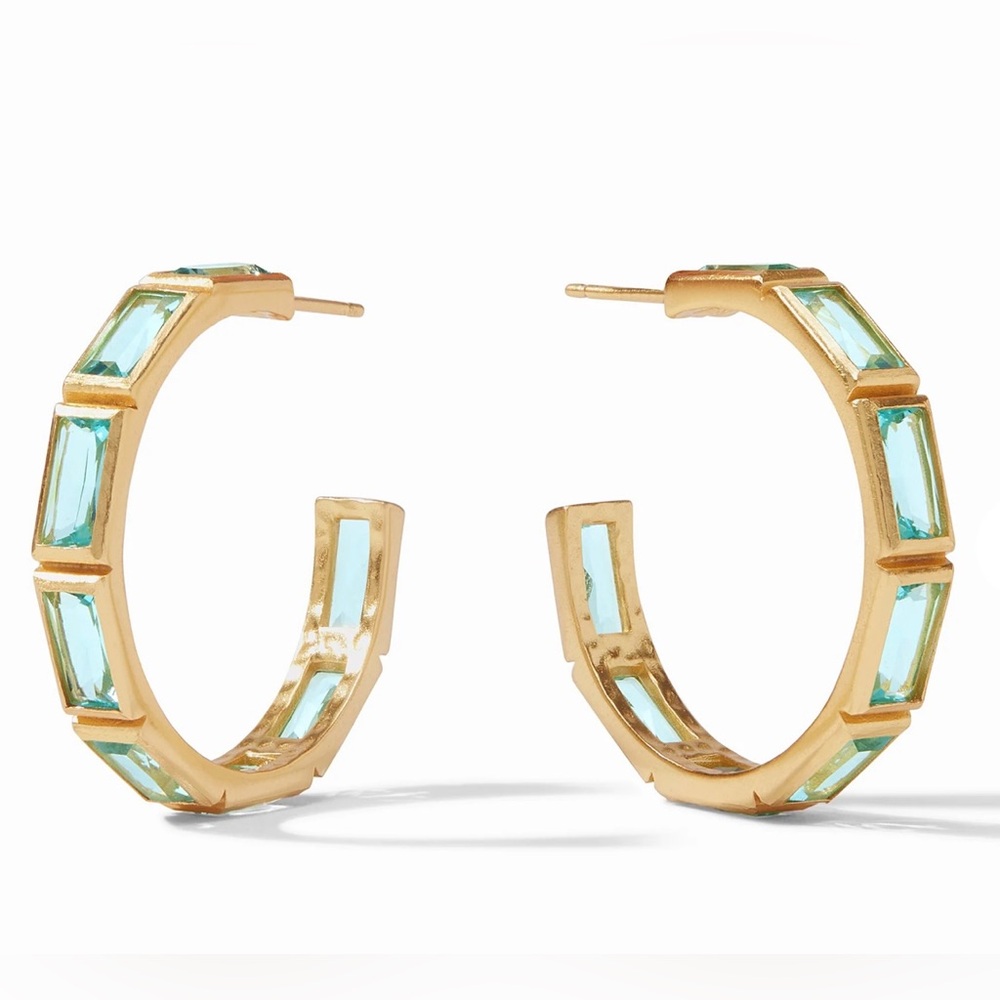 $165 JULIE VOS | ANTONIA LARGE HOOP EARRINGS WITH CZ CRYSTALS Color Bahamian …